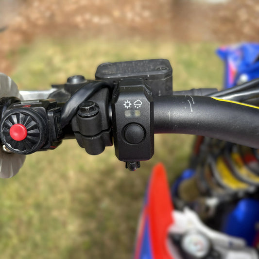 Installed Map Switch Handlebar Mount on Beta RR Enduro Motorcycle